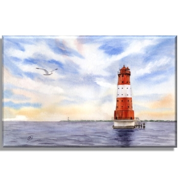 Leinwand 40 x 30 cm Keilrahmen Canvas-Leinen Aquarell Maritim Kunst Druck Kunstdruck Nordsee Wilhelmshaven Leuchtturm Arngast